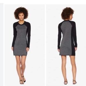 Smartwool Merino Wool Casual Quilted Black Gray Long Sleeve Dress Small